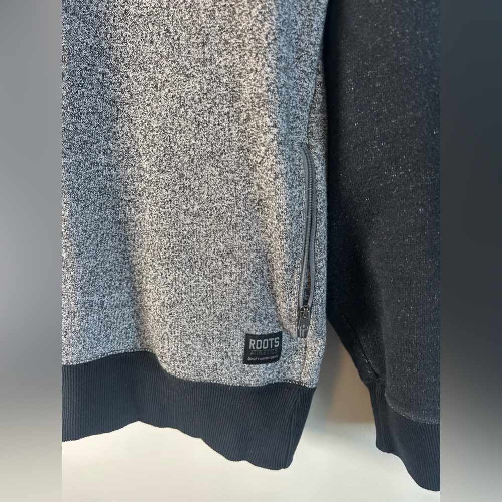 Roots Men's Black Grey 1/4 Zip Pullover Sweater Mens Size L Salt & Pepper Canada - Picture 7 of 11